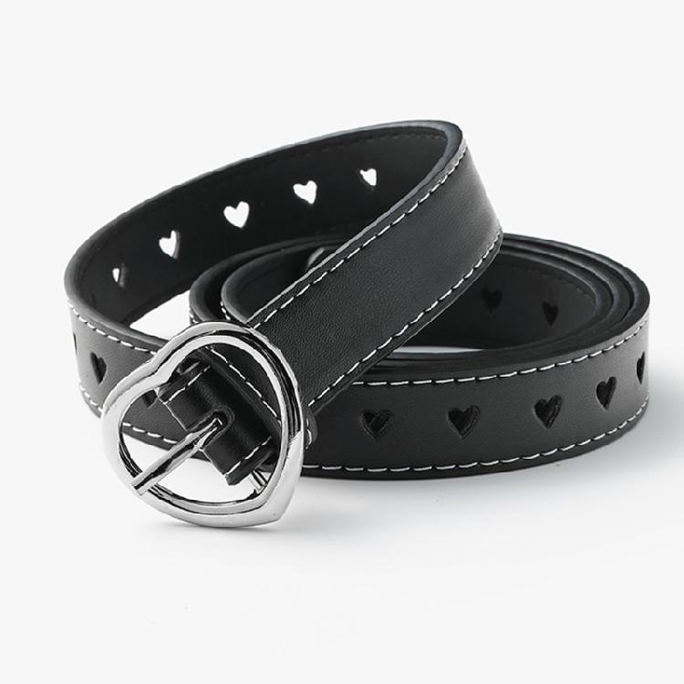 Aesthetic Metal Love Pin Buckle Belt Hollowed Out Belt Women PU Belt Waistband
