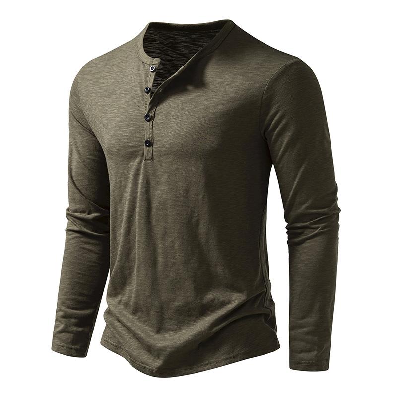 Men Fall Henley Neck Long Sleeve Casual Shirt
