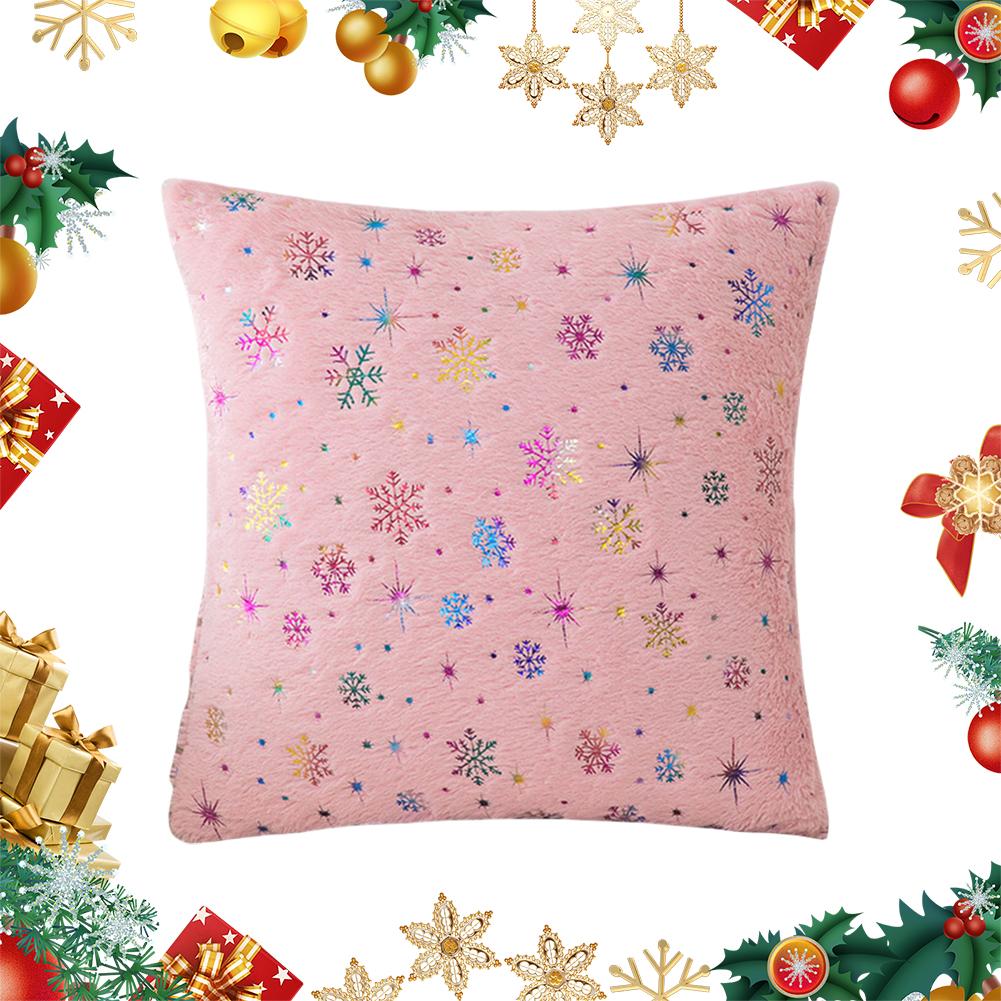 Christmas Decor Velvet Throw Pillows Cover Cushion Covers Hot Stamping Snowflake Throw Pillow Case for Couch Sofa Bed Girls Room