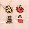 Black Cat Christmas Tree Enamel Pin Xmas Stocking Star Cute Animal Holiday Kitten Brooches Lapel Badge Jewelry Gifts for Friends