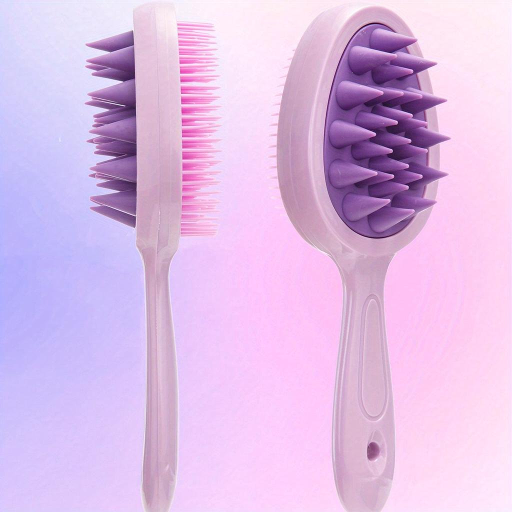 2-in-1 Entwirrbürste – Kopfhautmassage Doppelzweck-Finishing-Kamm mit langem Griff für Nass- und Trockenanwendung, Doppelzahn-Design