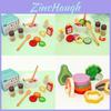 Fun Wooden Simulation Vegetable And Fruit Seasoning Salad Ingredient Toy Set For Toddlers And Preschoolers