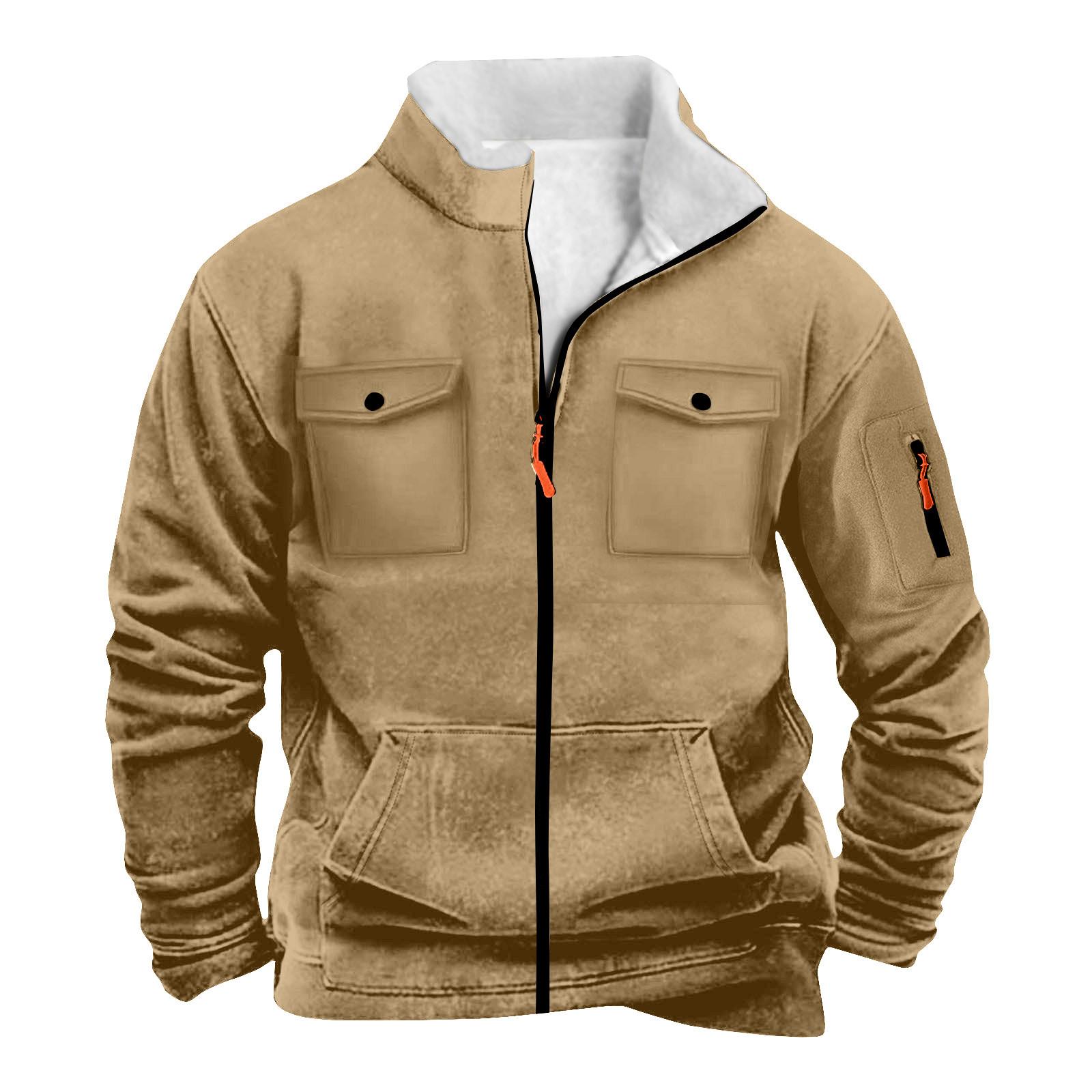 

Men s Solid Color Zipper Pocket Zipper Sweatshirt Jacket Men s Sports Large Size Casual Sweatshirt Jacket S