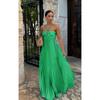Women's Sweet Sexy Solid Color Pleated Hem Strapless Bustier Midi Dress  European American Style