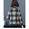 Cardigan Giacca con Zip Manica Lunga a Quadri Contrasto Top Moda Casual