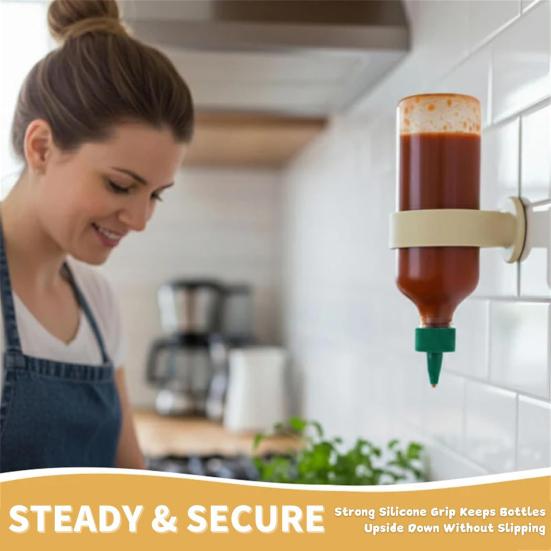 Gravity-Driven Bottle Holder No-Drip Silicone Stand for Ketchup Syrup Honey Universal Upside Down Dispenser