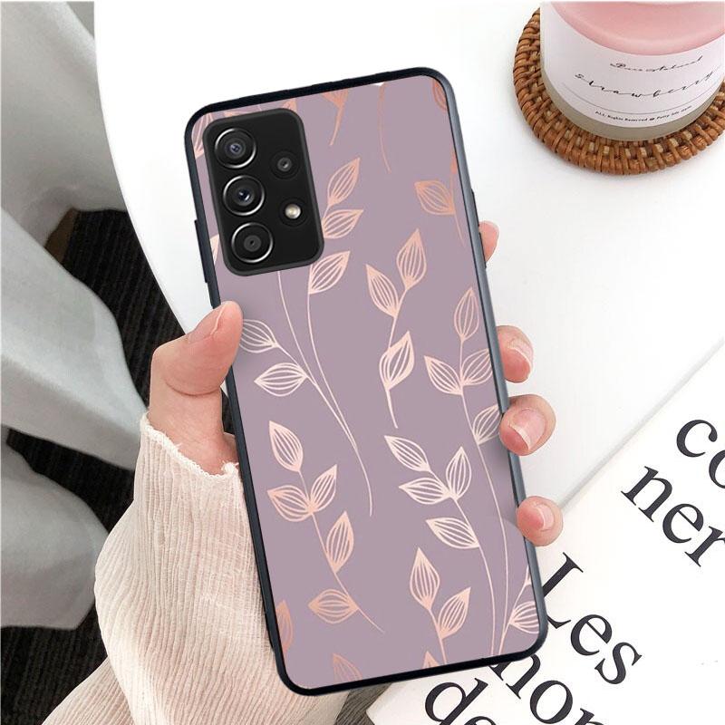 Rose Gold Pink Heart Love Butterfly Phone Case for Samsung Galaxy A13 A22 A12 A32 A71 A11 A21S A33 A52 A72 A51 A50 A70 A31 M31