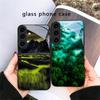 Forest Stream Pattern For Samsung Galaxy S20 S21 S22 S23 Plus S24 FE S25 Ultra S26 Edge S25+ S20+ S22+ Black Glass Phone Case