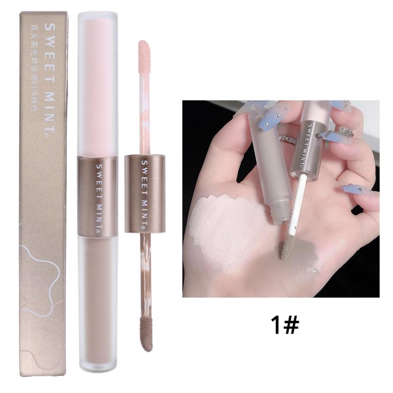 

2 в 1 матовый контурный бронзер-карандаш с двойной головкой, глянцевый серо-коричневый крем для теней для носа, осветляющий хайлайтер для макияжа, косметика