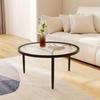 Minimalist Tempered Glass Round Table - Metal Base Desk Reception Desk Coffee Table, Three Legs, Minimalist Furniture