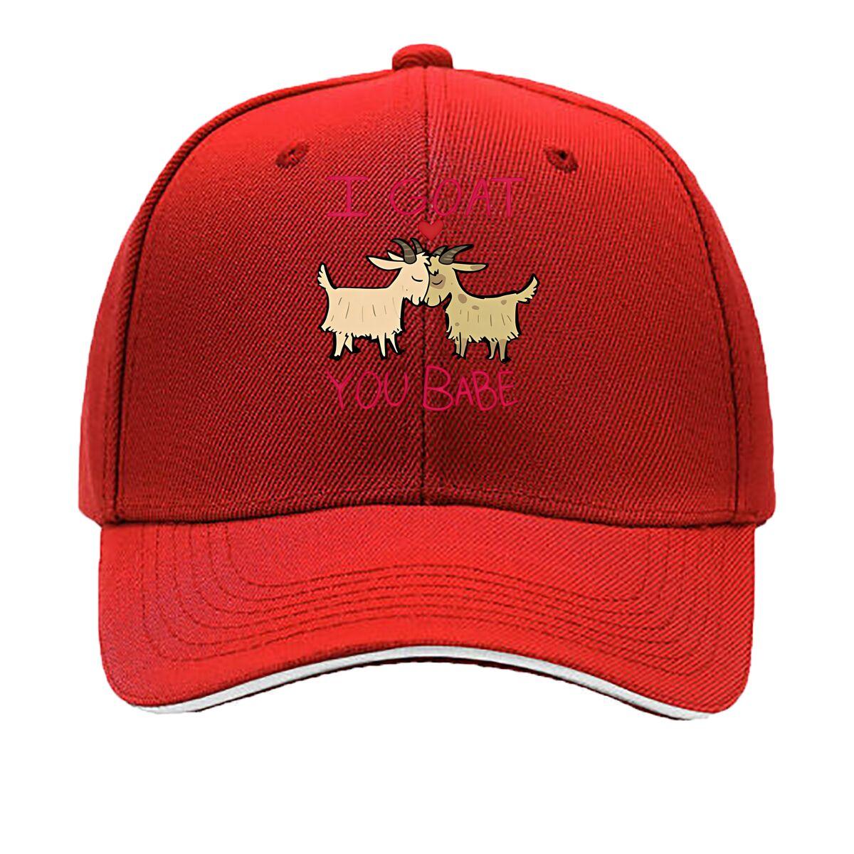 I GOAT YOU BABE VintageStyle Adjustable Baseball Cap with Goat Illustration Washable Blend Perf Sandwich Baseball Cap One Size
