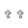 Antidote Original Gold-Plated Green Cat's Eye Stone Stud Earrings for Women - Niche Design