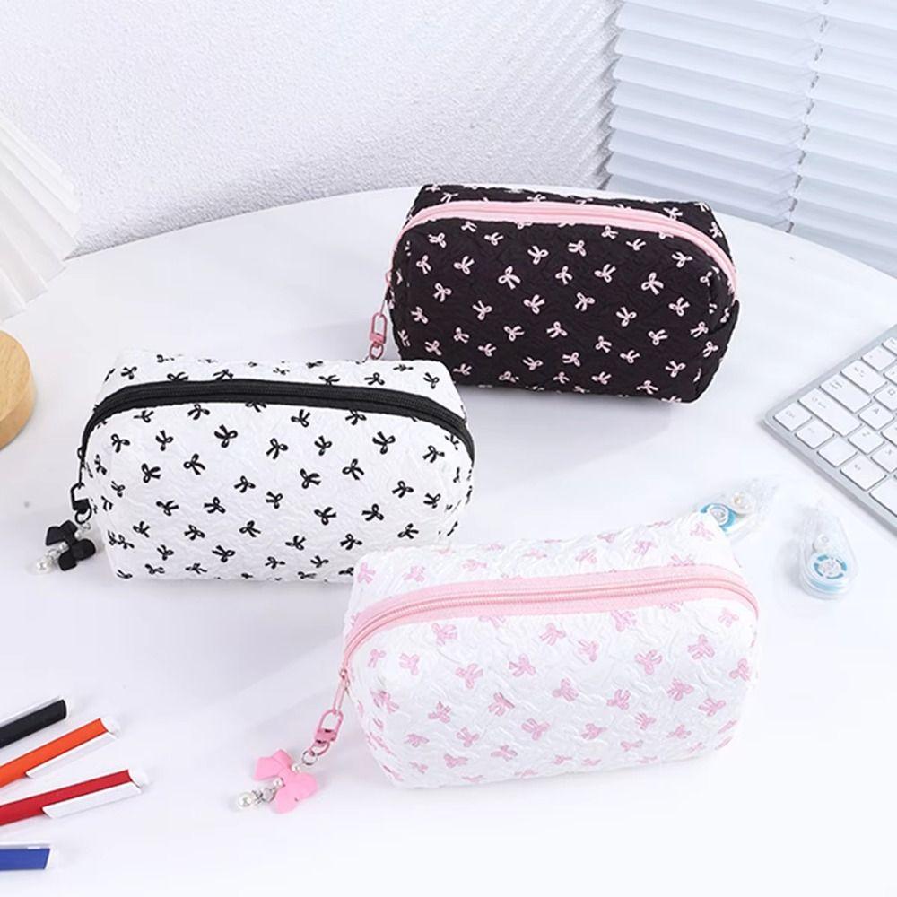 Large Capacity Bow Tie Pencil Case Makeup Case Stationery Bag Pencil Pouch  School Supplies