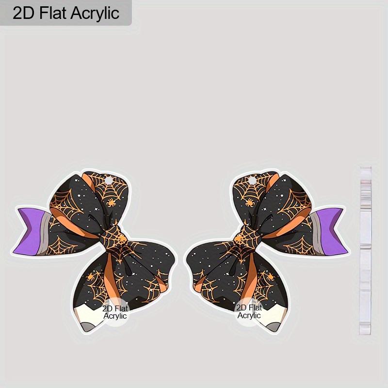 2D Flat Halloween Acrylic Bow Earrings Decoration Spider Web Pen Pendant Jewelry Ladies Holiday Gift