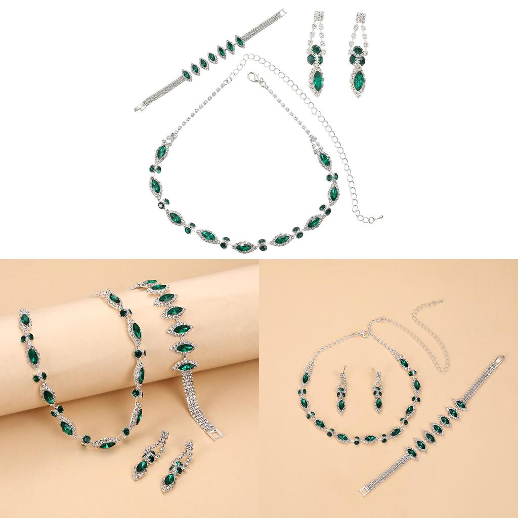 Water Drop Bridal Jewelry Set With Colorful Water Drill For Fashion Women