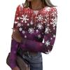 Women's  And Winter Slim Bottom T-shirt Fashion Casual Christmas Printed Round Neck Pullover Long Sleeve Top
