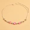 Soft Pottery Egg Flower Shell Hand-woven Necklace Bracelet Anklet Set Pink Beach Wind 18 Hours Delivery