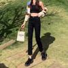 2025 Spring/Summer Women's Black Cigarette Straight-Leg Jeans - Slim Nine-Point Style