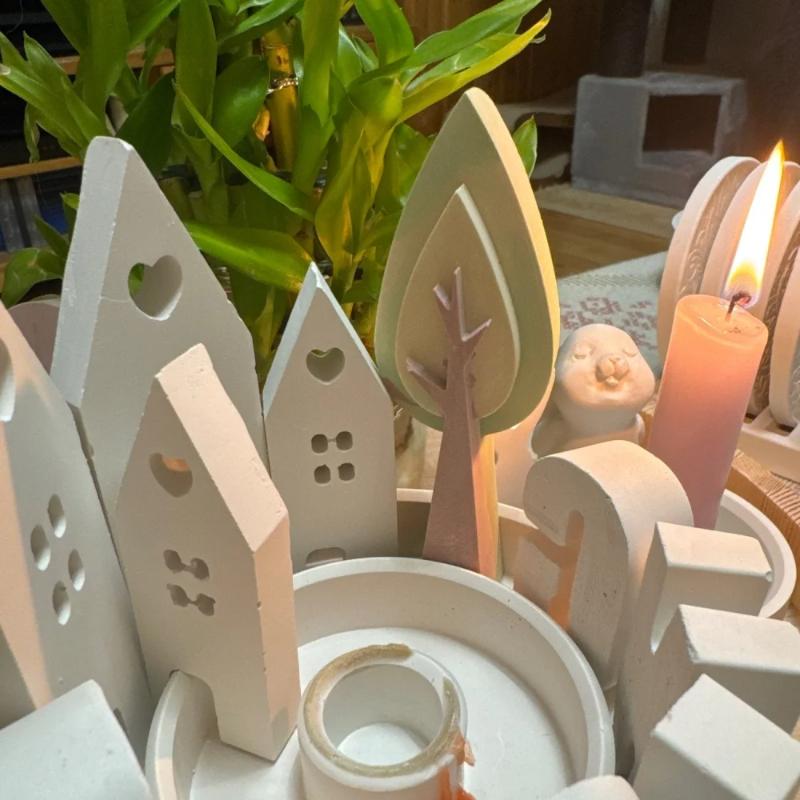 Heart House Concrete Silicone Molds Christmas Home Gypsum Mold Casting Light Heart Houses Candle Resin Mould Pottery Making