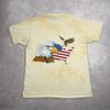 Vintage Patriotic Bald Eagle T-Shirt and Kids Tshirt 1990 USA Graphic Tee, Yellow Tie-Dye, L