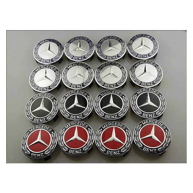75mm 4 Stück Auto Radnabenabdeckung Emblem Abdeckung passend für Mercedes Benz modifiziertes Zubehör w204 w211 w205 W212 AMG w203