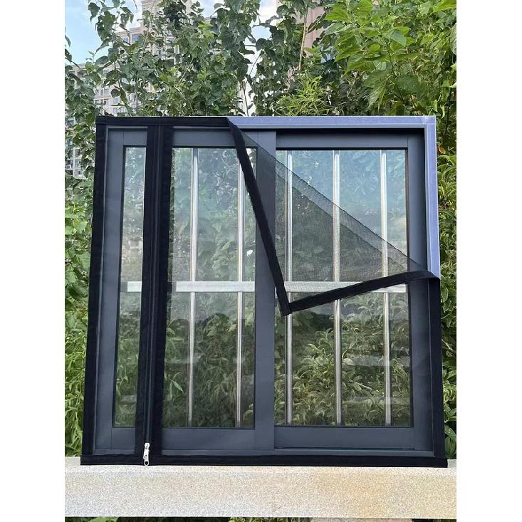 Latest mosquito and insect screen window with side zipper design, self-adhesive and customizable size