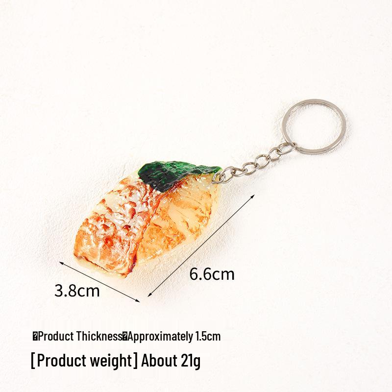 Grilled Fish Block Model Keychain - Seafood Ingredient Display Pendant