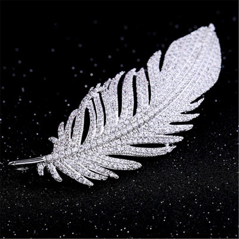 Christmas Brooch Pin Large Feather Pendant Necklace Women Multiple Wear Methods Jewelry.