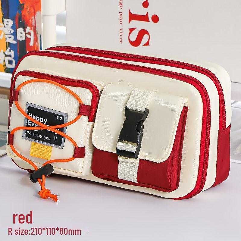 Hardcore Workwear Style Boys' Multifunctional Pencil Case - 2025 New Black Stationery Box for Junior High & High School