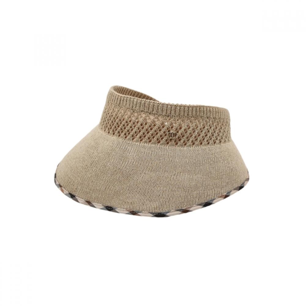 Daks Beige Linen Blend Check Pattern Packable Sun Cap Dche6e108i2