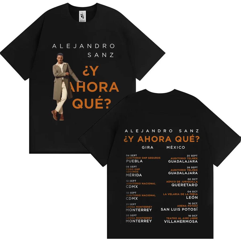 Sångare Alejandro Sanz Dubbelsidig Tryck 2026 Herr Dam T-shirts Mode Överdimensionerad Vardaglig Högkvalitativ Bomull Kortärmad T-shirts