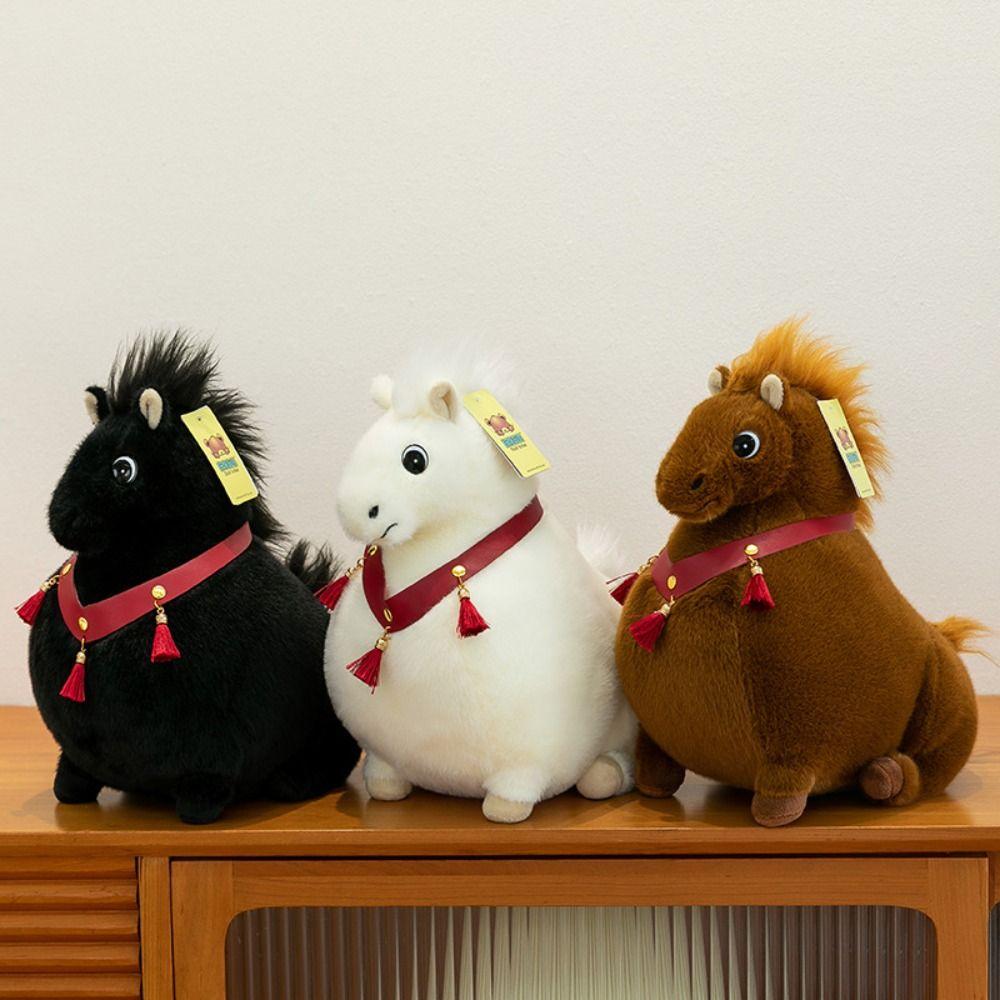 Chubby Horse Horse Mascot Stuffed Animal PP Cotton Fat Horse Plush Toy  Chinese New Year Gift