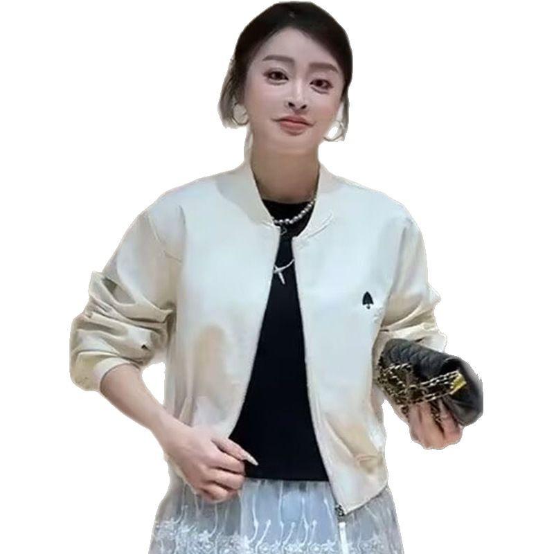 Women's 2025 Korean Style Red Baseball Jacket Coat - Fashionable, Casual, Age-Reducing, Loose Fit for Spring and Autumn.