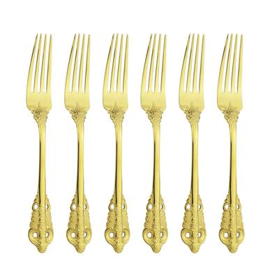 Guld Middagsgafflar 6st Servis Bordservis Bestickset Rostfritt Stål Bestickset Silverbestick Lämpligt för Kök Utomhus Hem