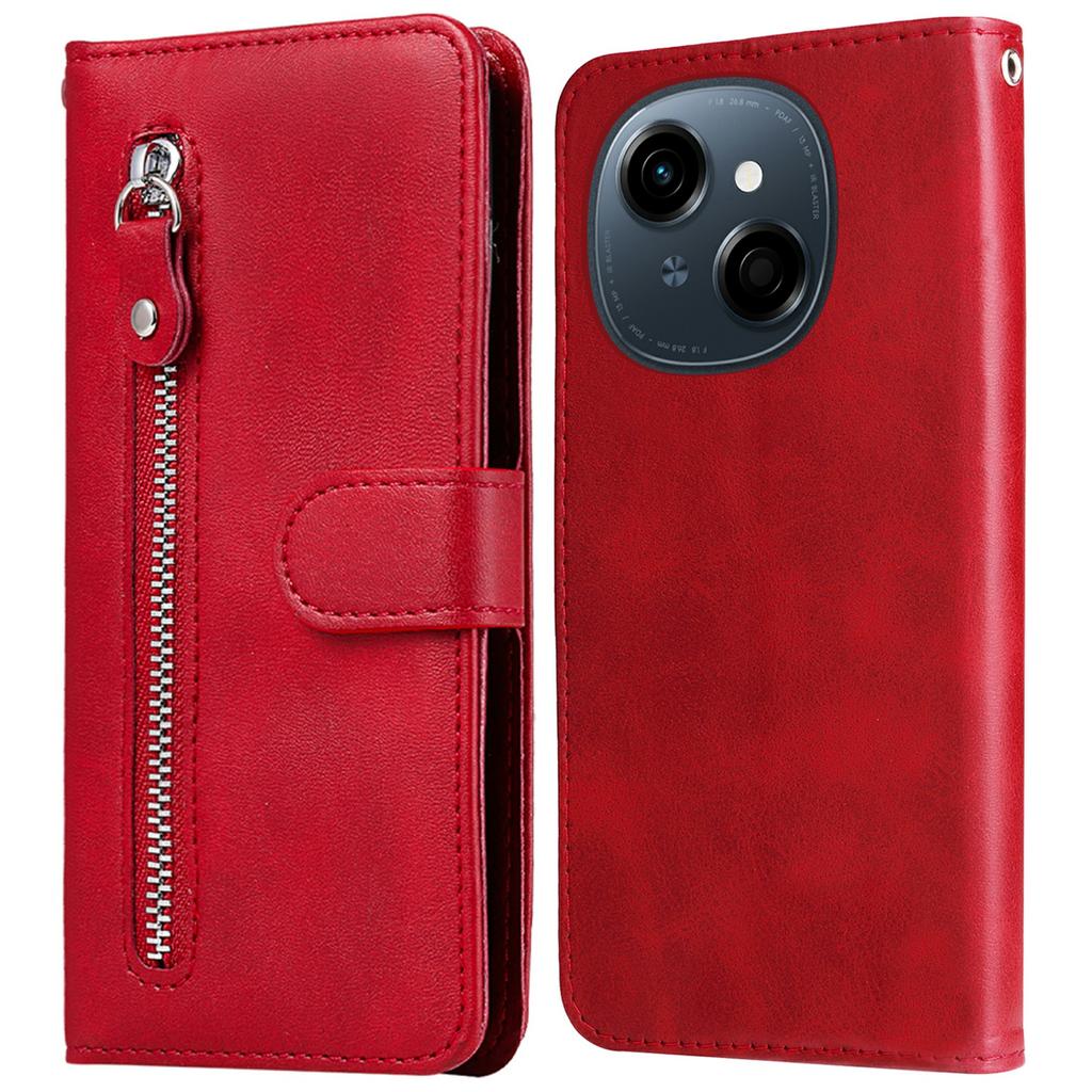 Zipper Wallet Case for TECNO Spark Go 2025/Spark Go 1/Pop 9 4G Calf Texture Leather Phone Cover