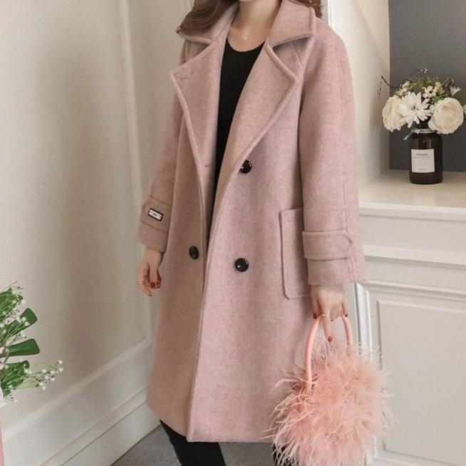 

2025 Women s Mid-Length Wool Coat - Slimming, Thickened, Versatile for Autumn/Winter L (Around 52-58 kg)