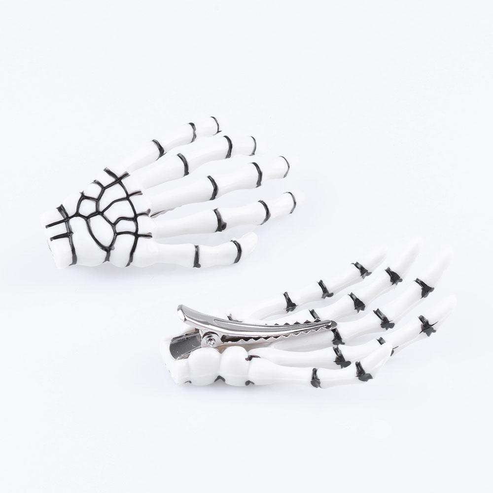 2 Pcs/Set New Skull Hand Bone Hairpin Gripper Ghost Skeleton Hair Clips Hairclips Bone Claw Hair Accessories Hairclip