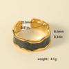 Luxury Non-Fading Drip Oil Open Ring - European and American Style Stainless Steel Statement Jewelry