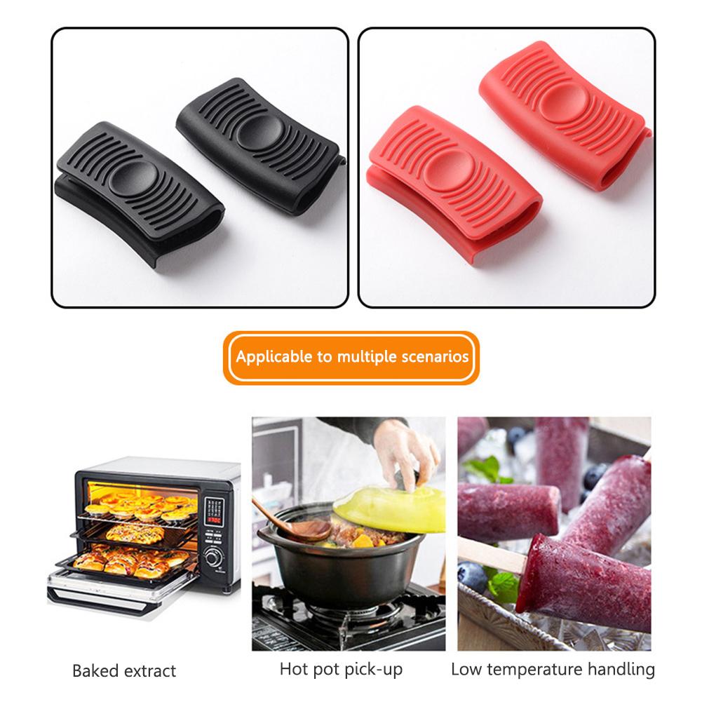 2pcs Pan Handle Cover Heat Resistant Anti Scalding Pot Holder Clip Non-Slip Silicone Pot Clips Cooking Tool Kitchen Gadgets