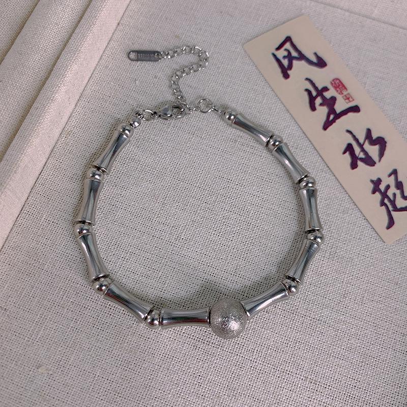 Men's High-End Titanium Steel Bamboo Bracelet - Unique Design, Ideal for Students, Couples, and Trendsetters