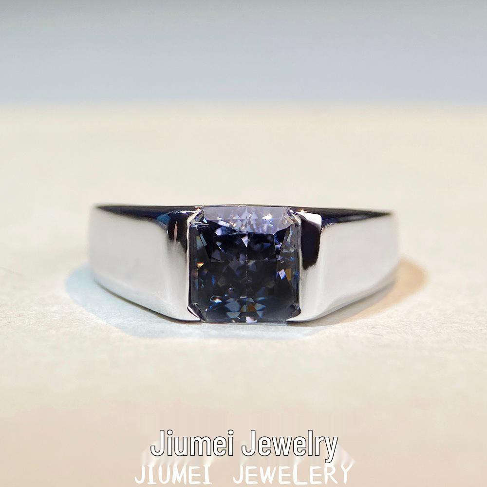 

S925 Sterling Silver Unisex Ring with Gray & Black Diamond Ice Flower Cut Size 6
