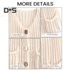 Knit Cropped Cardigan Sweater V-Neck Long Sleeve Buttons Down Loose Fit Sweater Coat with Pockets Solid Color Knitwear