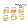 Ingemark 6Pcs/Set Classic Irregular Water Drop Open Rings for Women New Trend Punk Gold Color Geometric Ring Couple Jewelry Gift