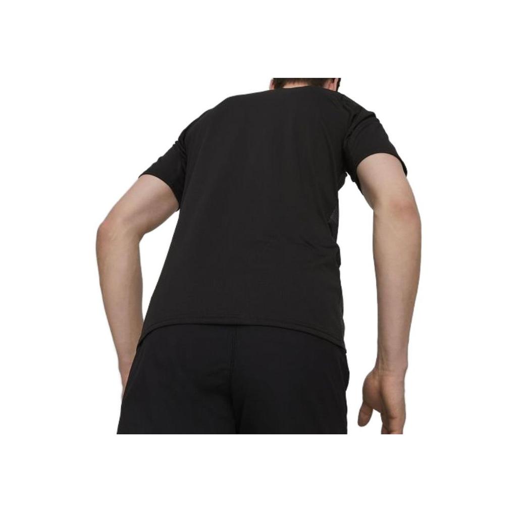 Puma Logo Print Round Neck Short Sleeve Soccer Shirt Men Tops Black 771797-01