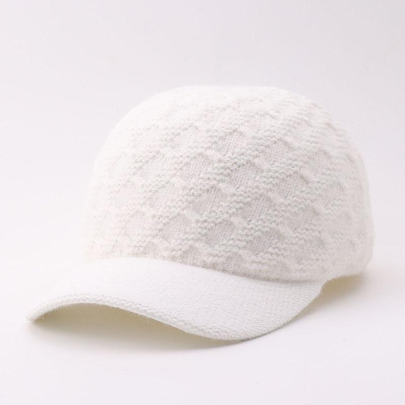 Winter Japan und Südkorea einfache gestrickte Thermobaseballkappe Europäischer und Amerikanischer Modegarn gebogene Schirmmütze
