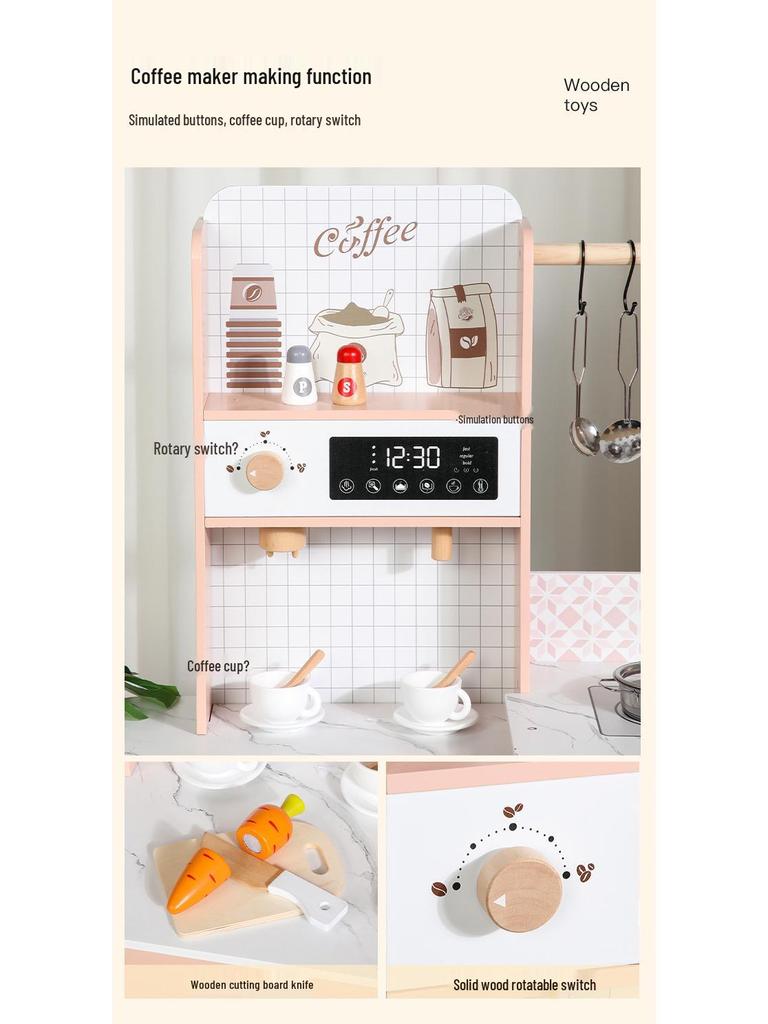 Kids Wooden Play Kitchen Set: Colorful Stove & Cuttable Cooking Toy