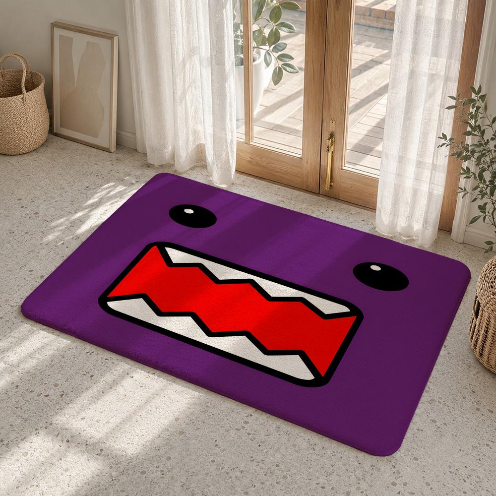 D-Domo Kun Face Floor Mat Flannel Rug Non Slip Absorbent Soft Washable For Entryway Hallway Bathroom Kitchen Decor