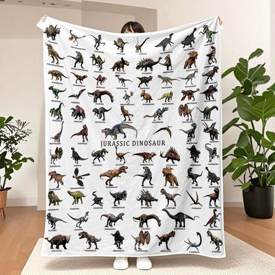 1pc Dinosaur Blanket, Jurassic Dino World Park Soft Flannel Throw Blanket Dinosaur Room Decor Gifts For Sofa Bed