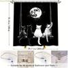 1pc Moonlit Cats on Swing Digital Print Shower Curtain - Black & White Whimsical Design with Black Cats, White Cats, and Full