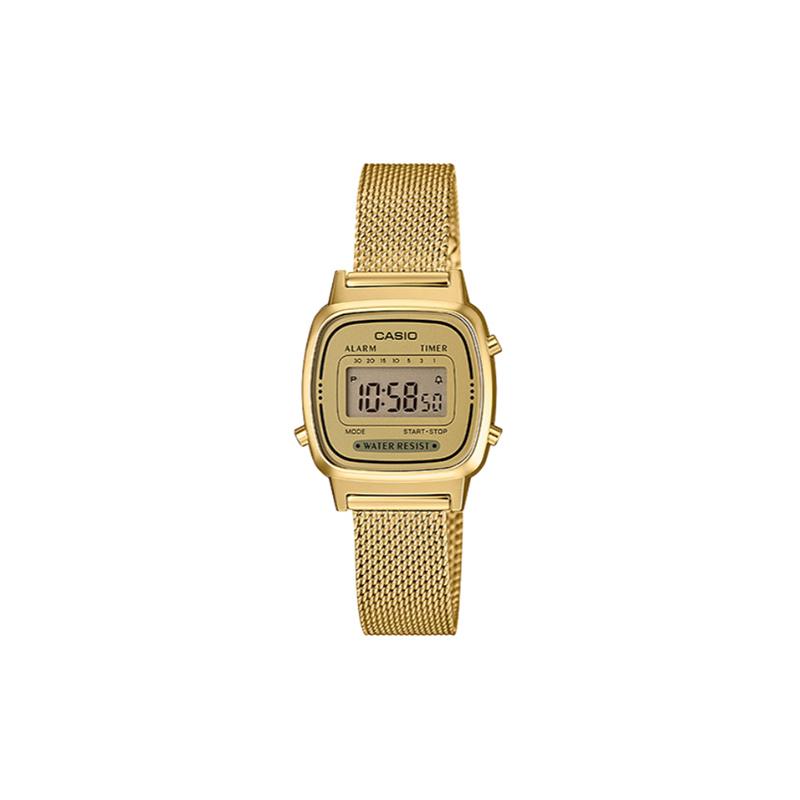 

Casio YOUTH series-metal small squares, fashionable retro trend, business and leisure, classic small gold nuggets, LCD display waterproof, LA670WEMY-9 золотой